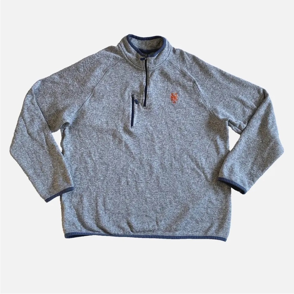 Johnnie O 1/4 Zip Pullover Sweater NY Logo Mens L Gray Raglan Golf